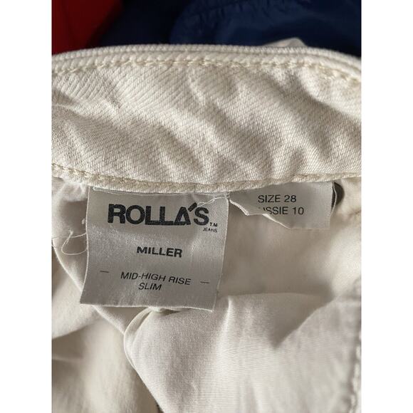 Rollas‎ Miller Mid Rise Slim Fit Denim Jeans Off White Distressed Size 28 - Picture 6 of 7